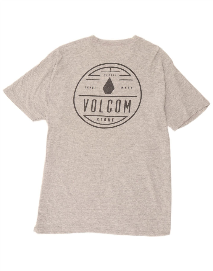 Męski T-shirt z grafiką Volcom, duży, szary, bawełniany w plamki