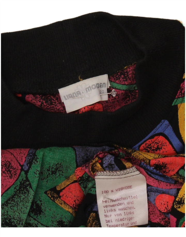 Vintage damska sukienka z obniżoną talią EU 38, średnia, wielokolorowa, geometryczna