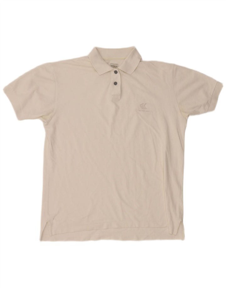 Męska koszulka polo Calvin Klein, duża, biała, bawełniana