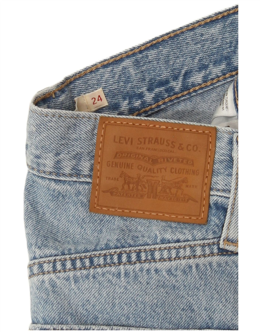 Damskie spodenki jeansowe LEVI'S W24 XS, niebieska bawełna