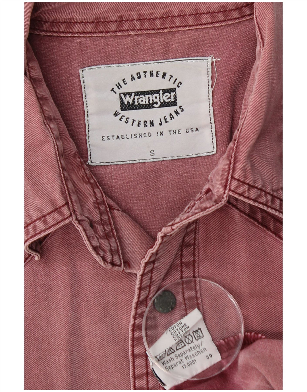 WRANGLER Męska koszula dżinsowa Western, mała, bordowa, bawełniana