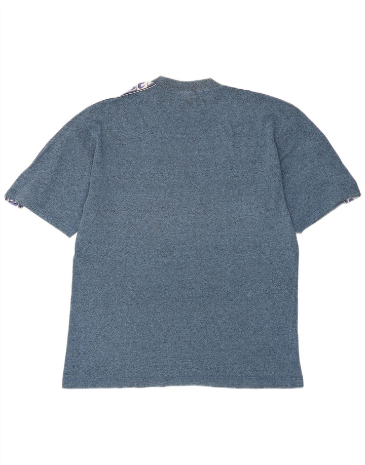 Męska koszulka z grafiką Asics, duża niebieska bawełna z blokami kolorów