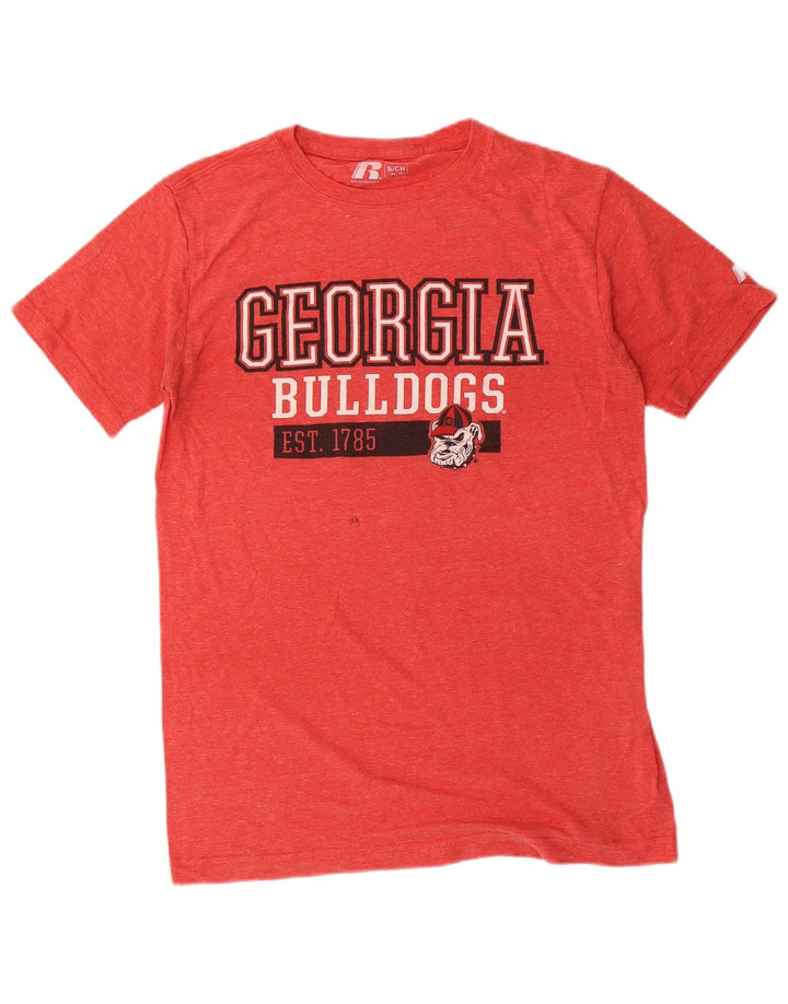 Męski T-shirt z grafiką Russell Athletic, mały, czerwony poliester