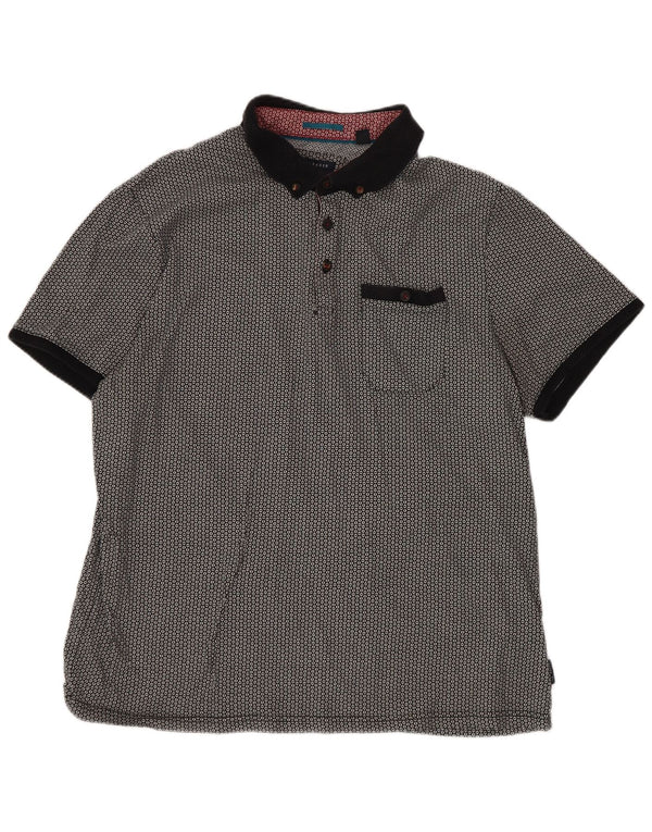 Męska koszulka polo Ted Baker, rozmiar 5 XL, czarna, geometryczna, bawełniana