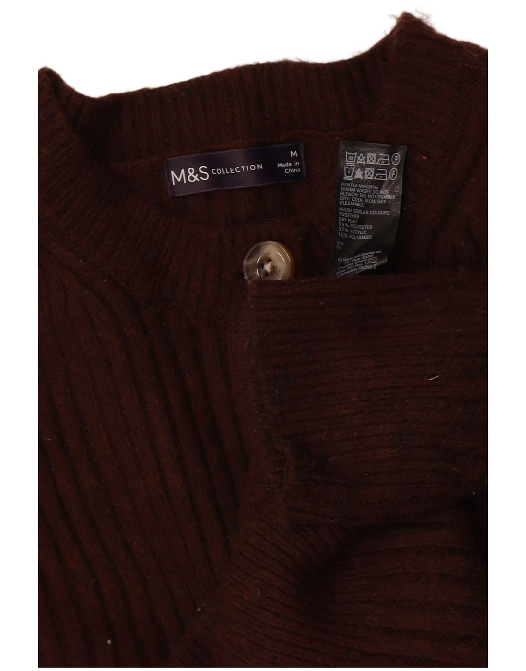 Marks & Spencer Damski sweter kardigan UK 14, średni brązowy poliester