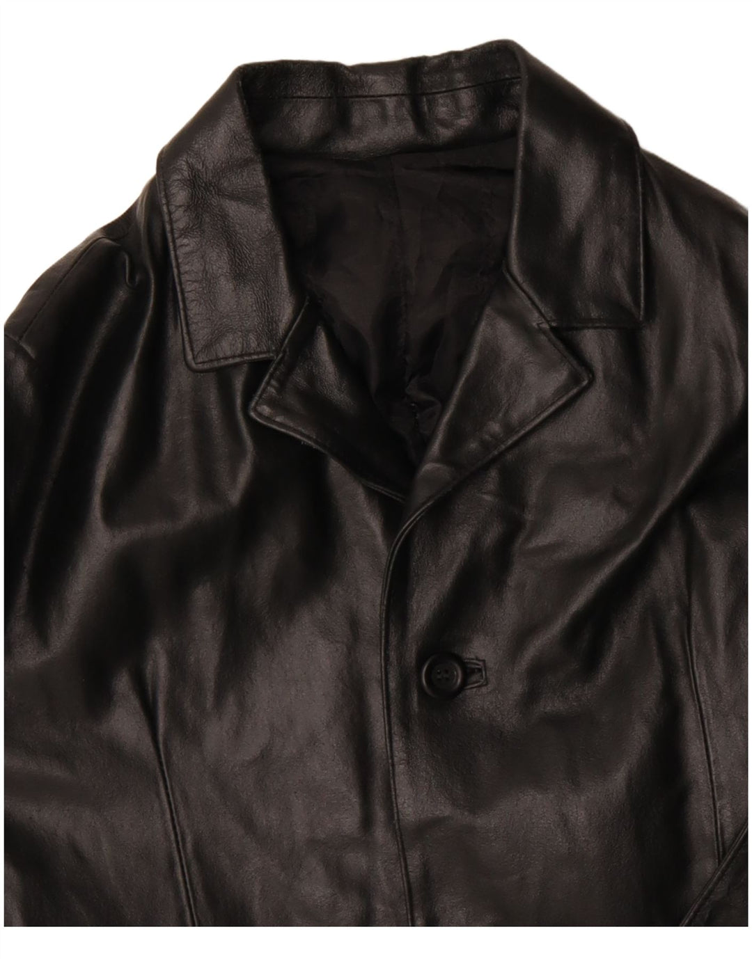 VINTAGE Męski płaszcz skórzany UK 36 Mała czarna skóra