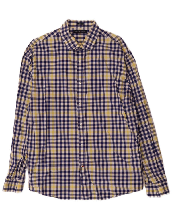 Koszula męska Tommy Hilfiger o dopasowanym kroju, rozmiar 17 1/2 XL, bawełniana niebieska kratka
