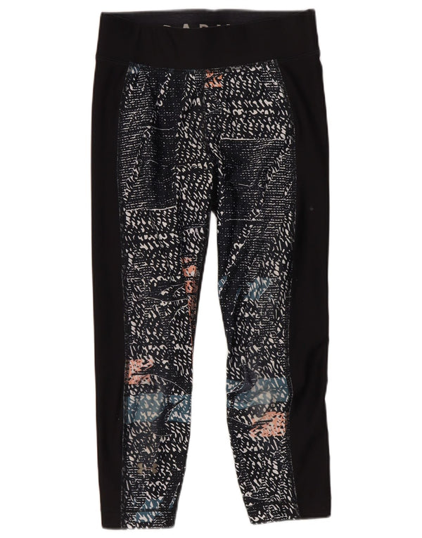 Damskie legginsy Capri Under Armour Heat Gear Abstrakcyjny wzór UK 4 XS Czarne