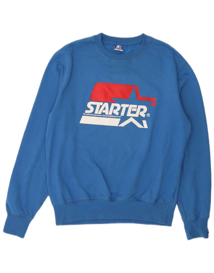 STARTER Męska bluza z grafiką, duża, niebieska, bawełniana
