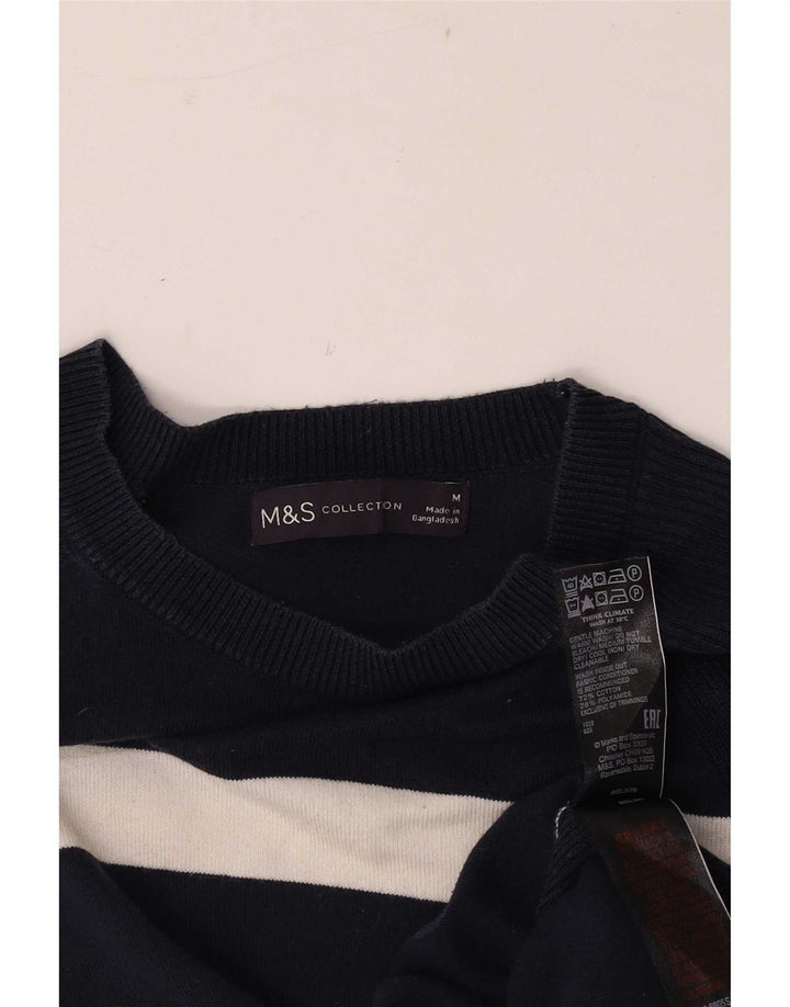 Marks & Spencer Damski sweter z dekoltem w łódkę, UK 12, średnie czarne paski
