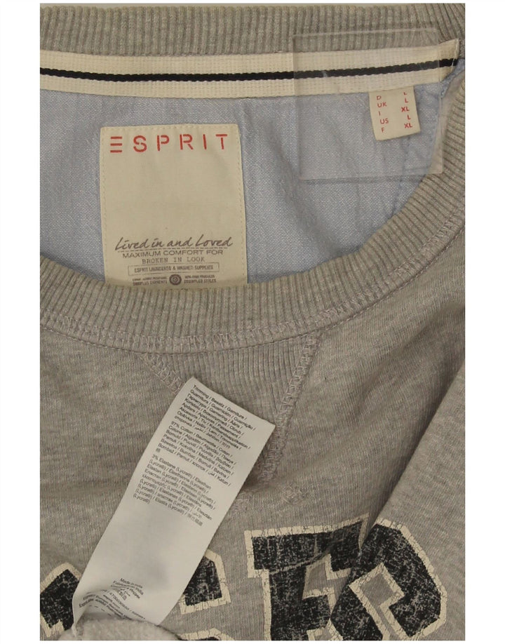 Męska bluza z grafiką Esprit, duża, szara, nakrapiana bawełna
