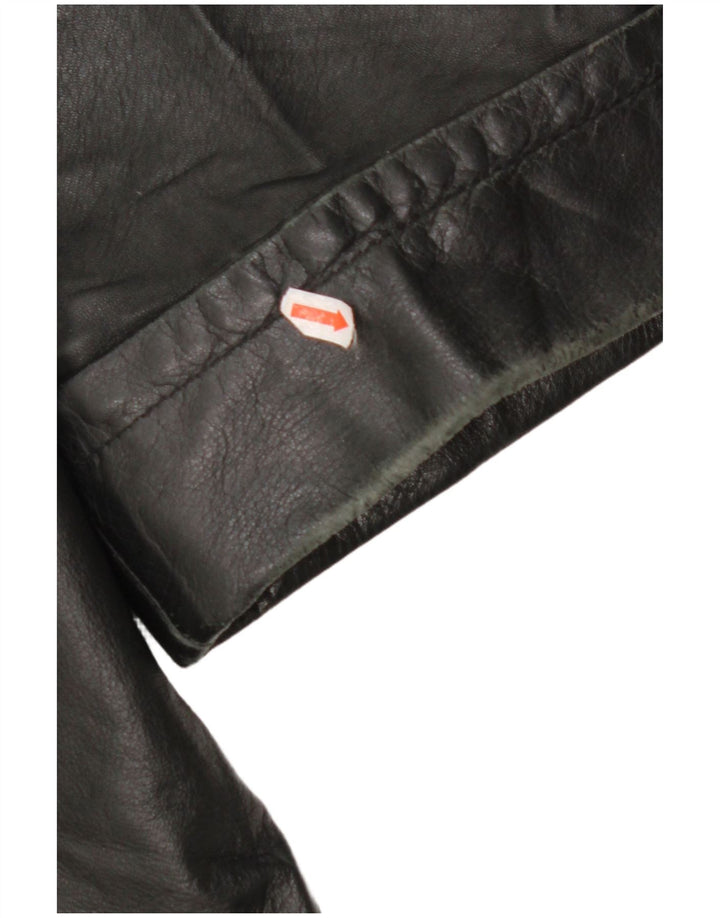 Damski płaszcz skórzany VINTAGE IT 48 XL czarny