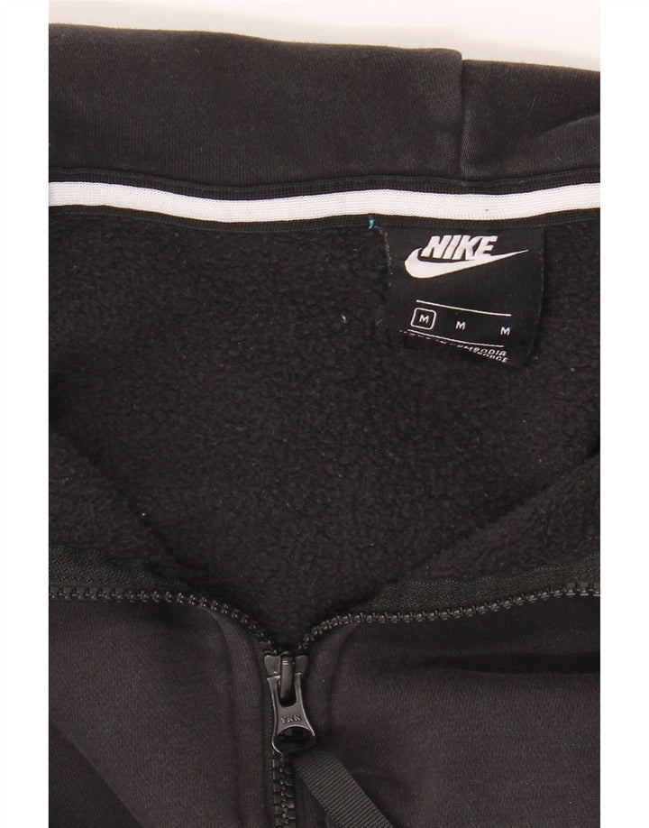 NIKE Mens Graphic Zip Hoodie Sweater Medium Black Colourblock Cotton Vintage Nike and Second-Hand Nike from Messina Hembry 