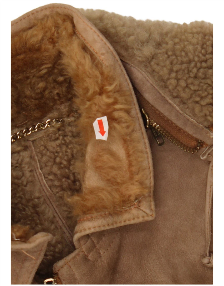 SHEARLING Damski płaszcz z kapturem IT 48 XL brązowy