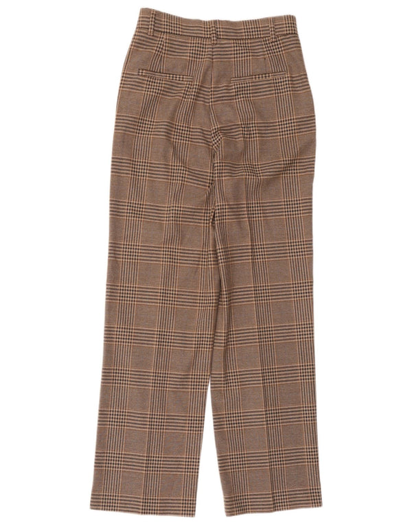 Damskie zwężane spodnie garniturowe z wysokim stanem Zara XS W24 L30 Brązowe pepitkę