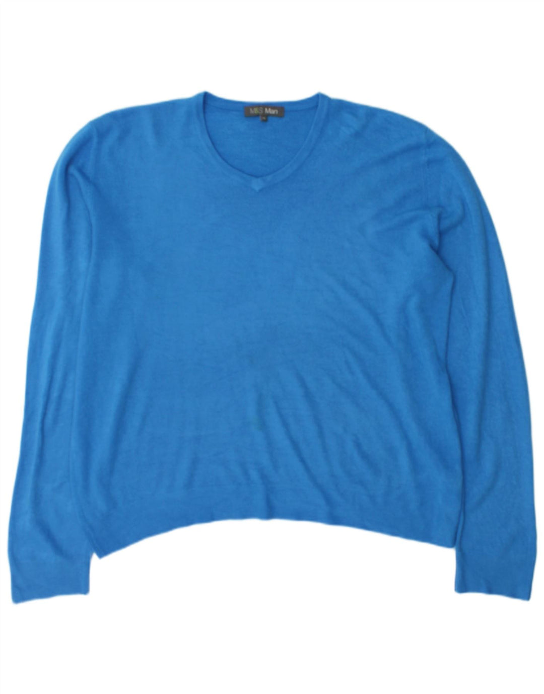 Marks & Spencer Męski sweter z dekoltem w kształcie litery V, XL, niebieski, akryl