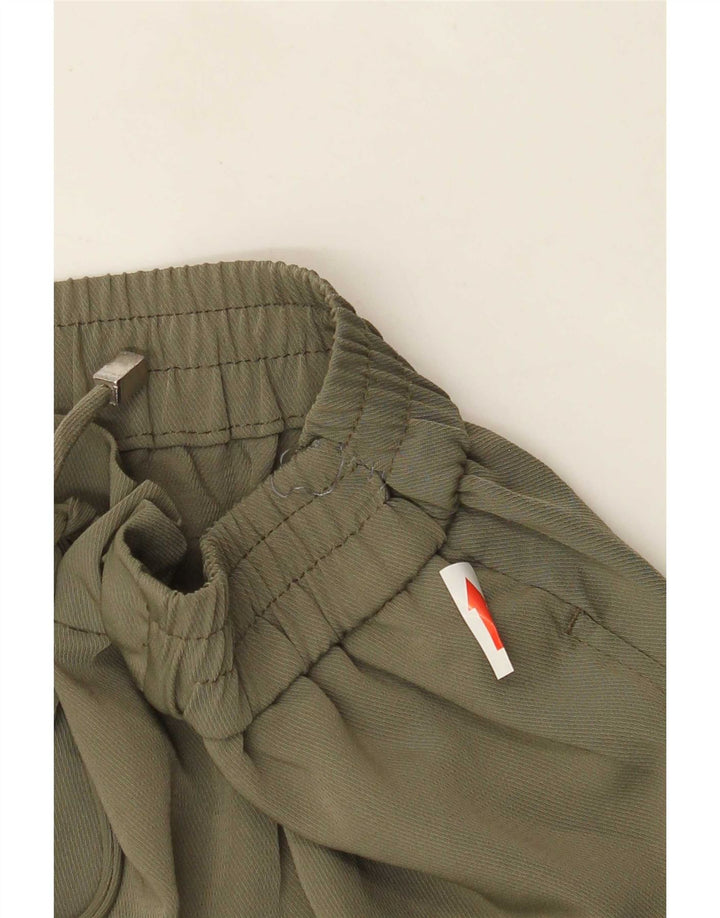 Damskie, zwężane spodnie Zara, duże, W32 L24, khaki, poliester
