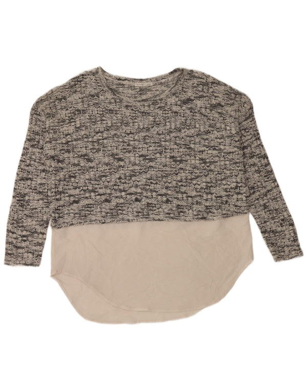 Damski sweter oversize z dekoltem w łódkę Zara UK 14, średni szary