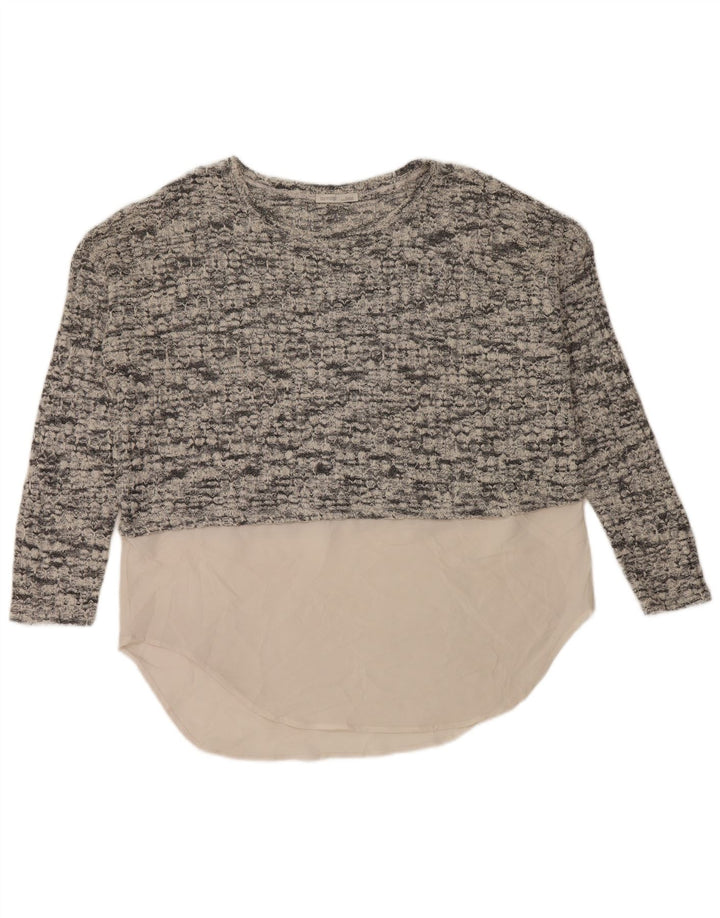 Damski sweter oversize z dekoltem w łódkę Zara UK 14, średni szary
