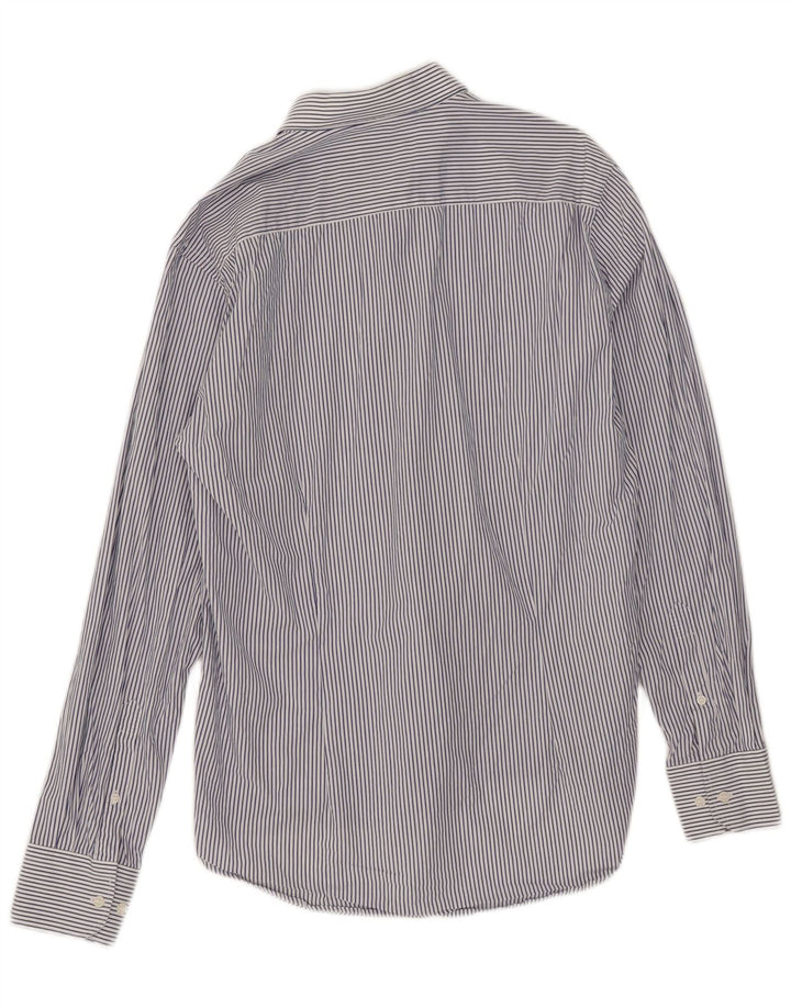 Koszula męska slim fit firmy Dack's, duża, niebieska, bawełniana w prążki