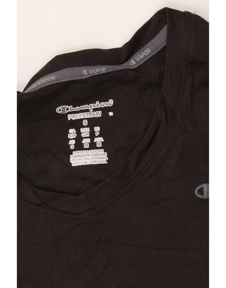 CHAMPION Womens Graphic T-Shirt Top UK 10 Small Black Vintage Champion and Second-Hand Champion from Messina Hembry 
