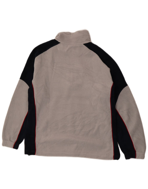 Vintage męski sweter polarowy z zamkiem błyskawicznym XL, szary, kolorowy poliester