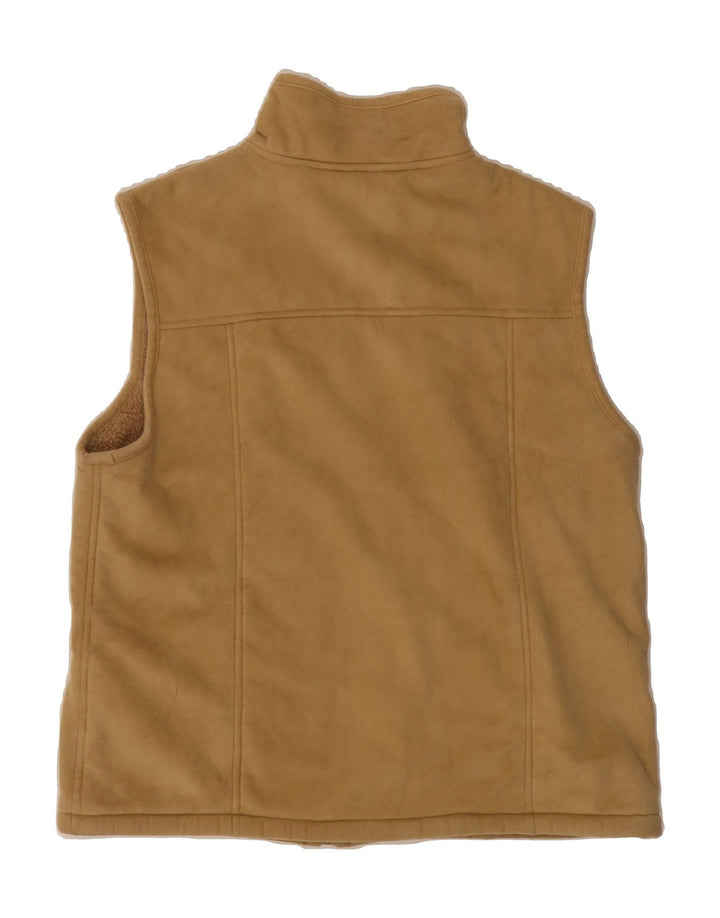 VINTAGE Womens Sherpa Fleece Gilet UK 14 Medium Brown Polyester Vintage Vintage and Second-Hand Vintage from Messina Hembry 