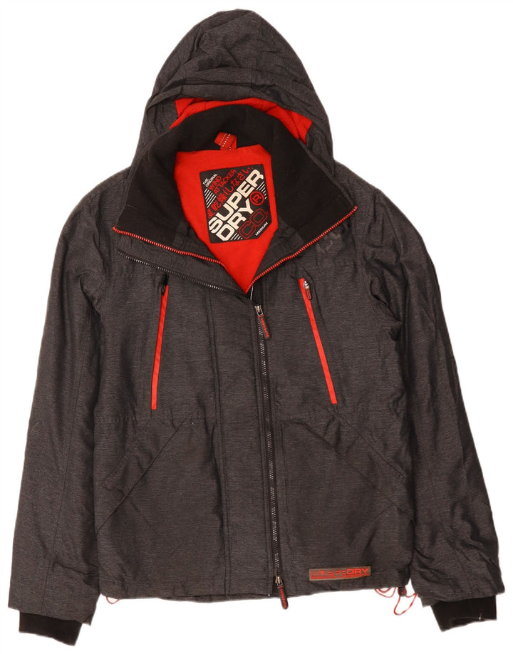 SUPERDRY Męska kurtka wiatrówka z kapturem UK 38, średnioszary poliester