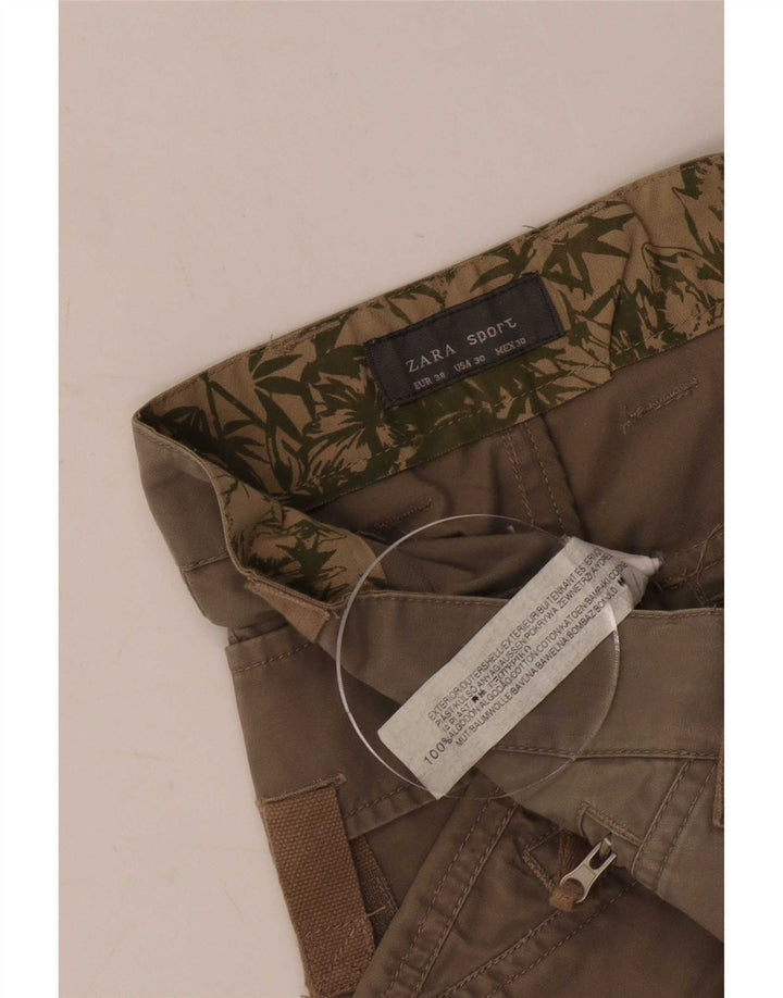 Męskie spodenki cargo Zara EU 38 Small W30, bawełna khaki