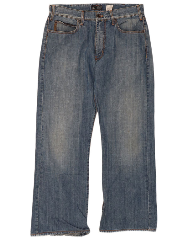 Męskie jeansy ARMANI Graphic Straight W34 L30 Niebieskie bawełniane