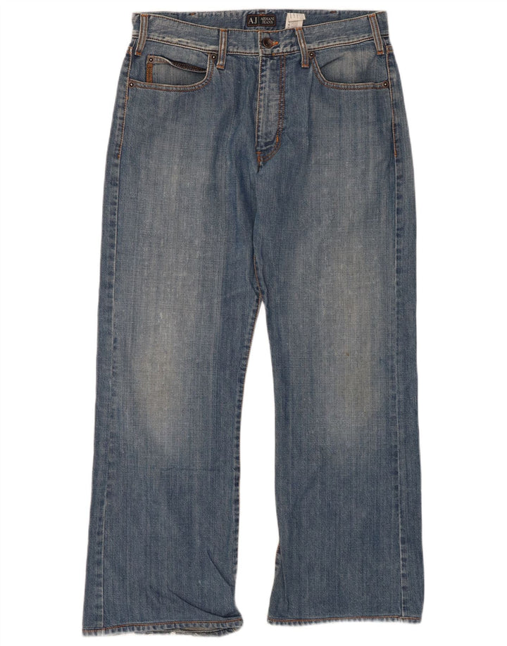 Męskie jeansy ARMANI Graphic Straight W34 L30 Niebieskie bawełniane