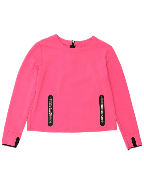 SUPERDRY Damska bluza dresowa UK 14, duża, różowa, poliester