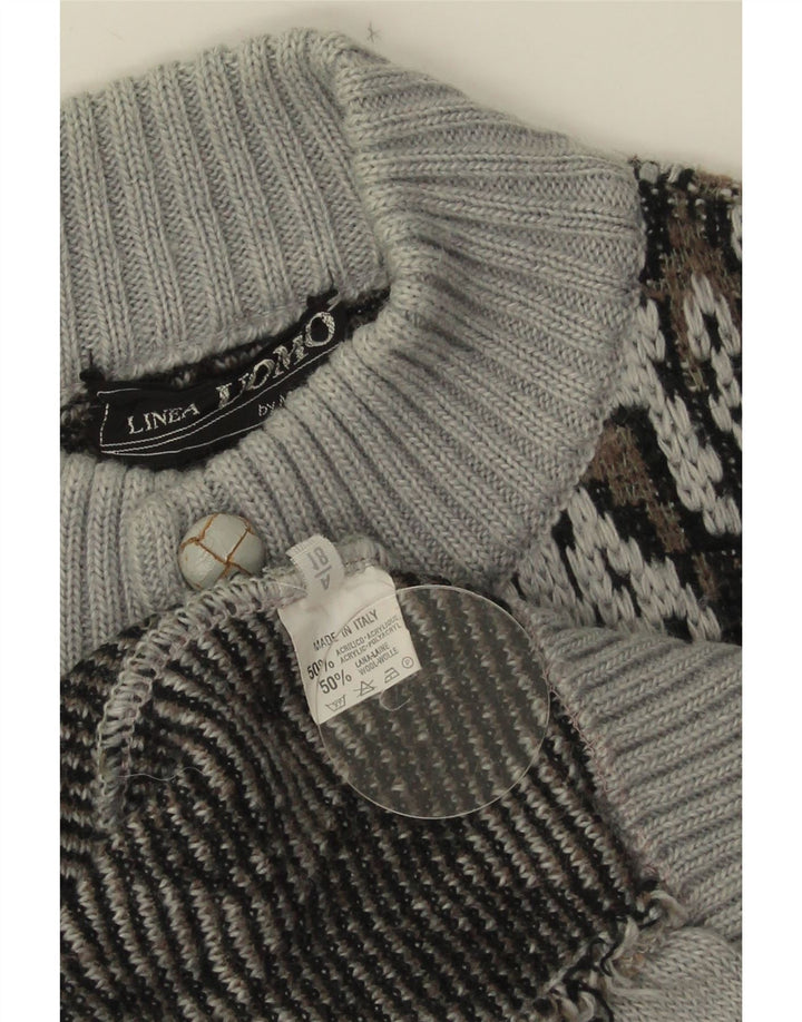 LINEA Męski sweter rozpinany, duży, szary, geometryczny akryl
