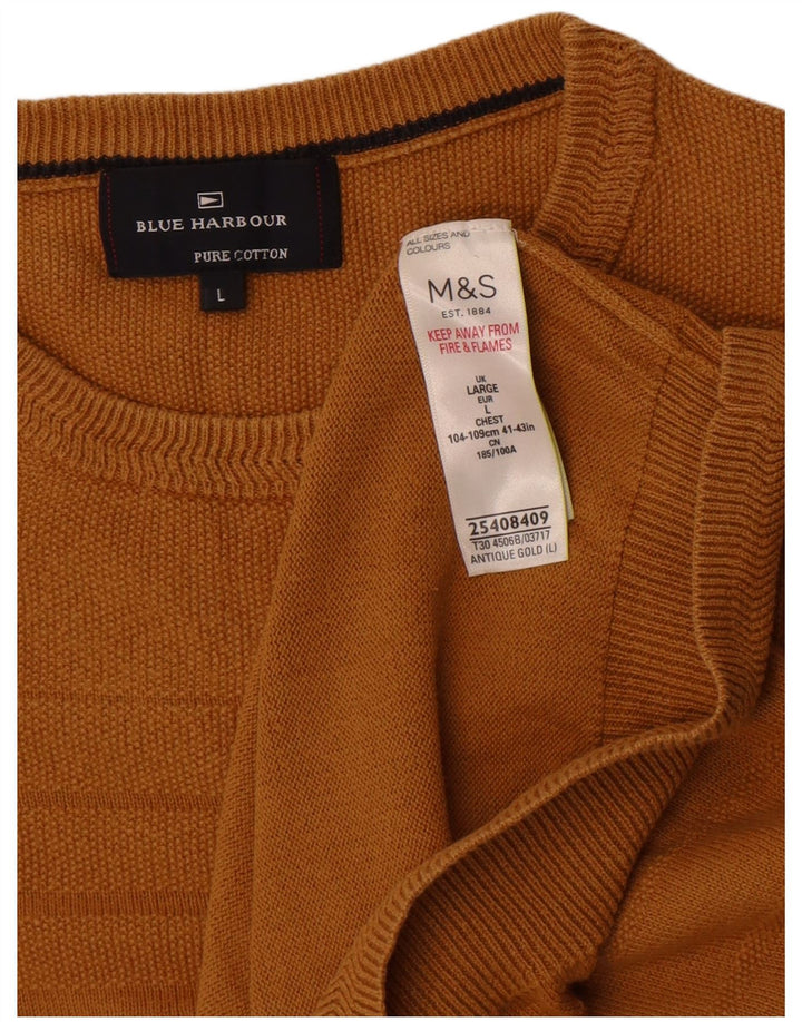 Marks & Spencer Męski sweter z okrągłym dekoltem w kolorze niebieskim, duży, złoty
