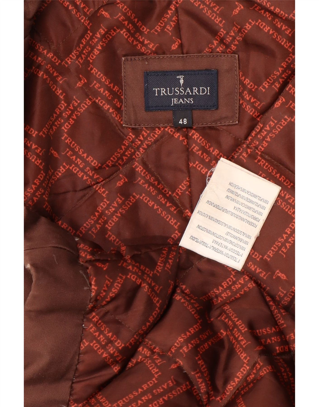 Płaszcz damski Trussardi Jeans IT 48 XL, brązowa bawełna