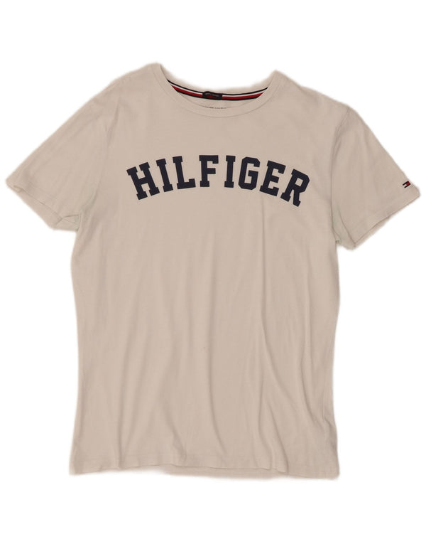 Damska koszulka z grafiką Tommy Hilfiger Top UK 10 Small White Cotton