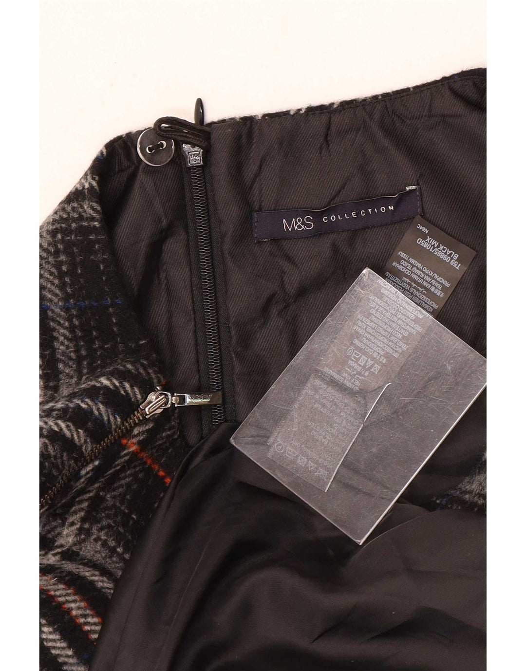 Marks & Spencer Damska sukienka typu shift bez rękawów UK 12, średnia, czarna krata