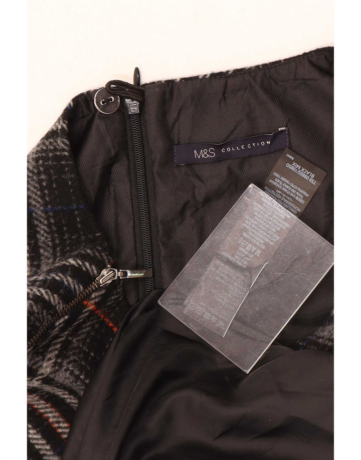 Marks & Spencer Damska sukienka typu shift bez rękawów UK 12, średnia, czarna krata