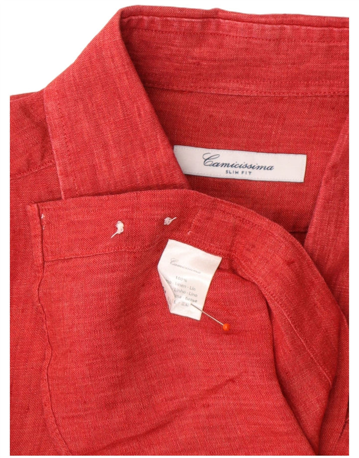 Koszula męska CAMICISSIMA Slim Fit XL, czerwona lniana