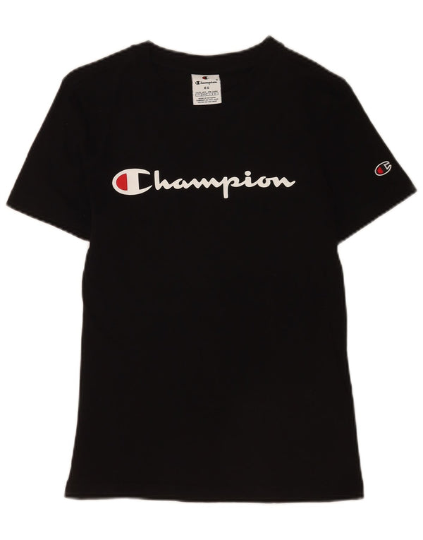Damska koszulka z grafiką Champion Top UK 6 XS, czarna bawełna