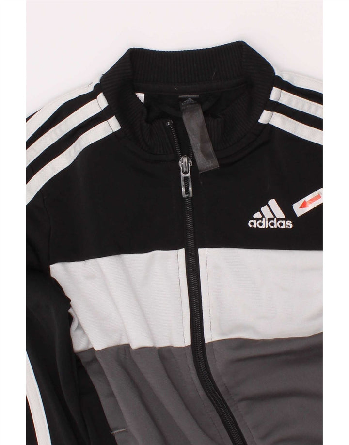 Chłopięca kurtka dresowa Adidas 5-6 lat Czarny poliester z blokami kolorów