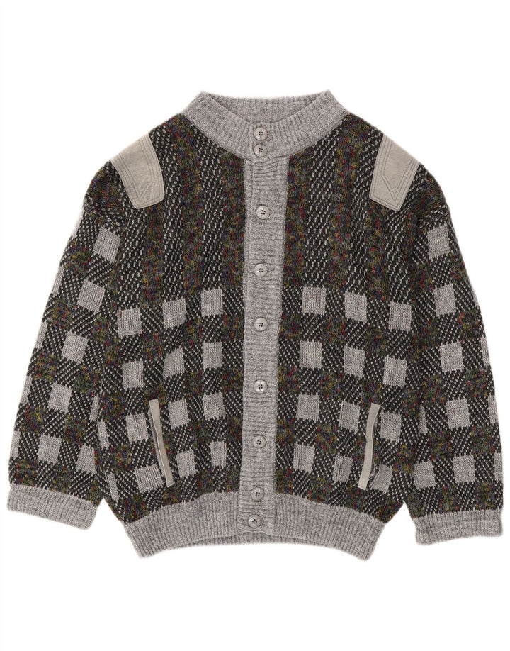 Sweter męski w stylu vintage IT 54 XL Szara, geometryczna wełna