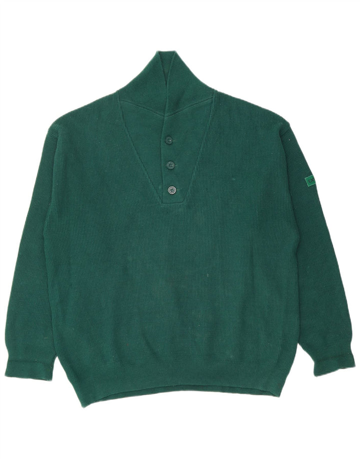 Męski sweter Explorer XL z szalowym dekoltem XL, zielona wełna