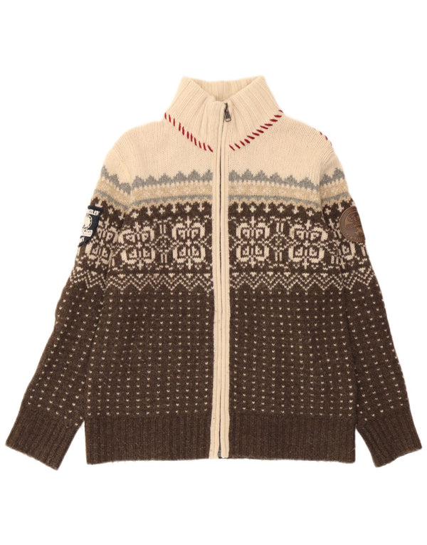 Sweter damski Napapijri UK 14 Średni brąz Fair Isle Lambswool