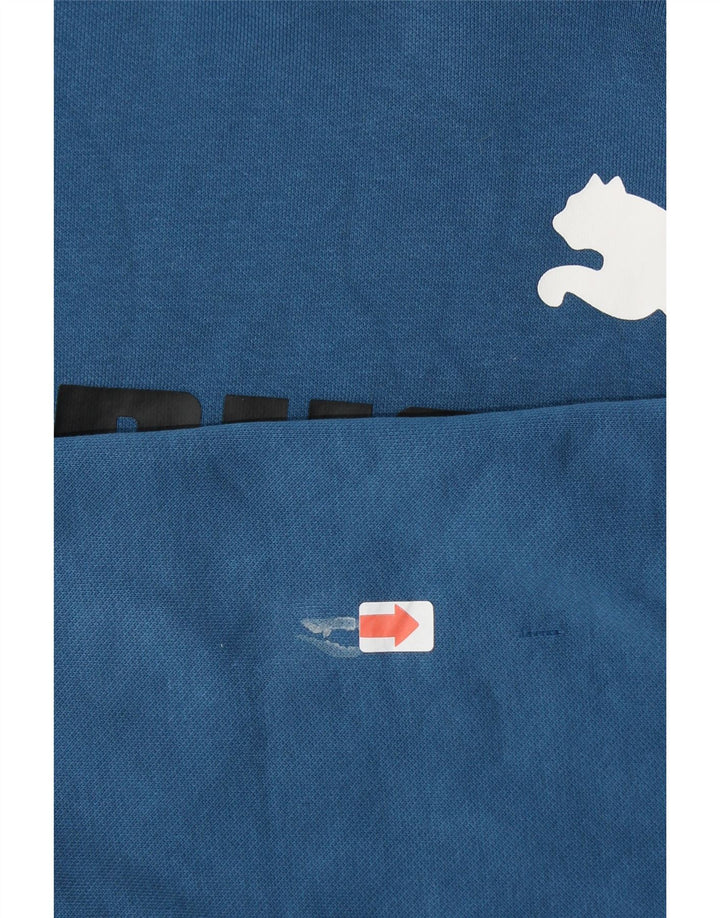PUMA Mens Graphic Hoodie Jumper Small Blue Vintage Puma and Second-Hand Puma from Messina Hembry 