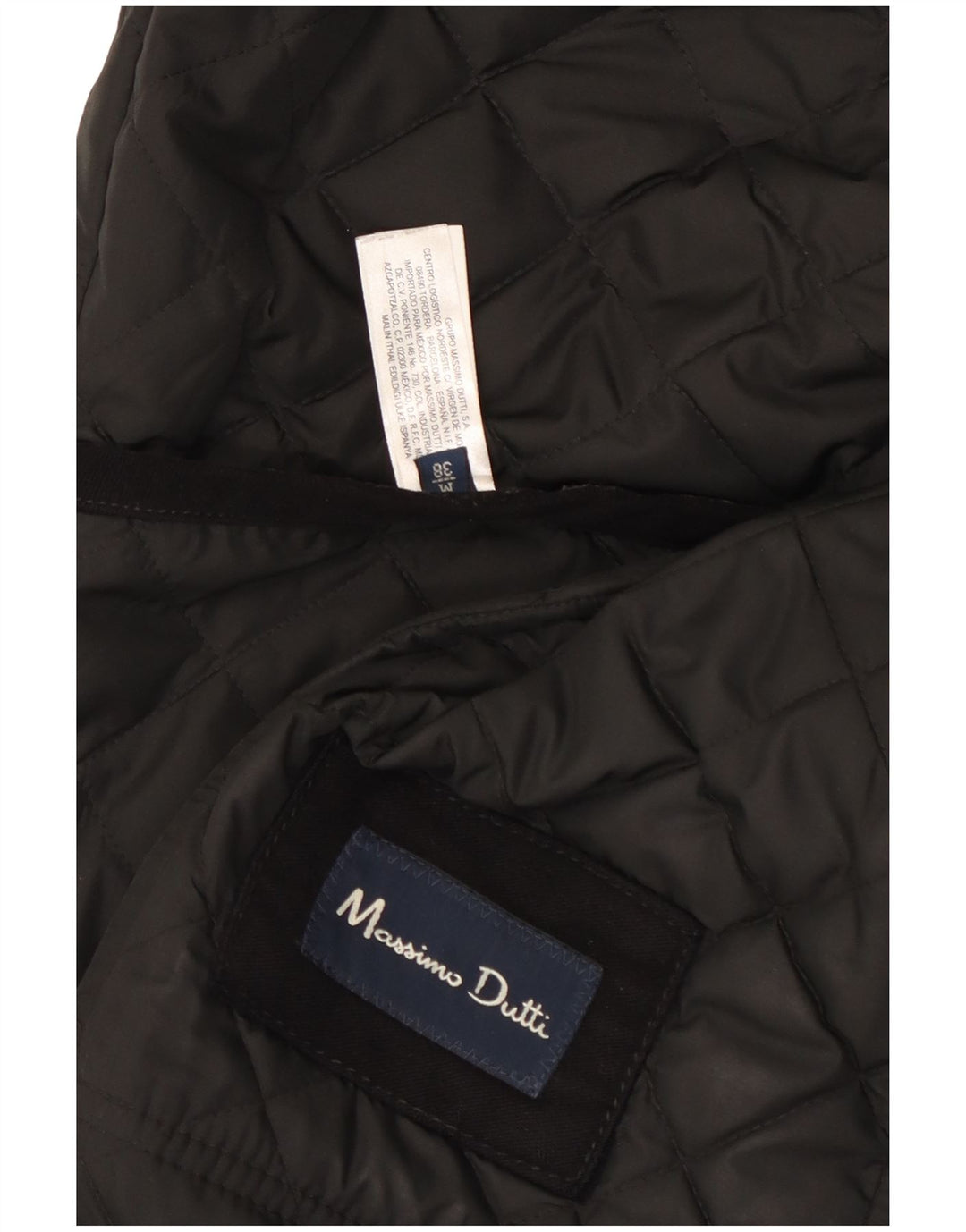 MASSIMO DUTTI Mens Quilted Jacket UK 38 Medium Black Polyester