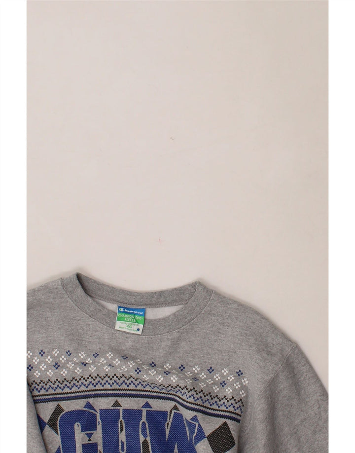 CHAMPION Mens Falcon Graphic Sweatshirt Jumper XS Grey Argyle/Diamond Vintage Champion and Second-Hand Champion from Messina Hembry 