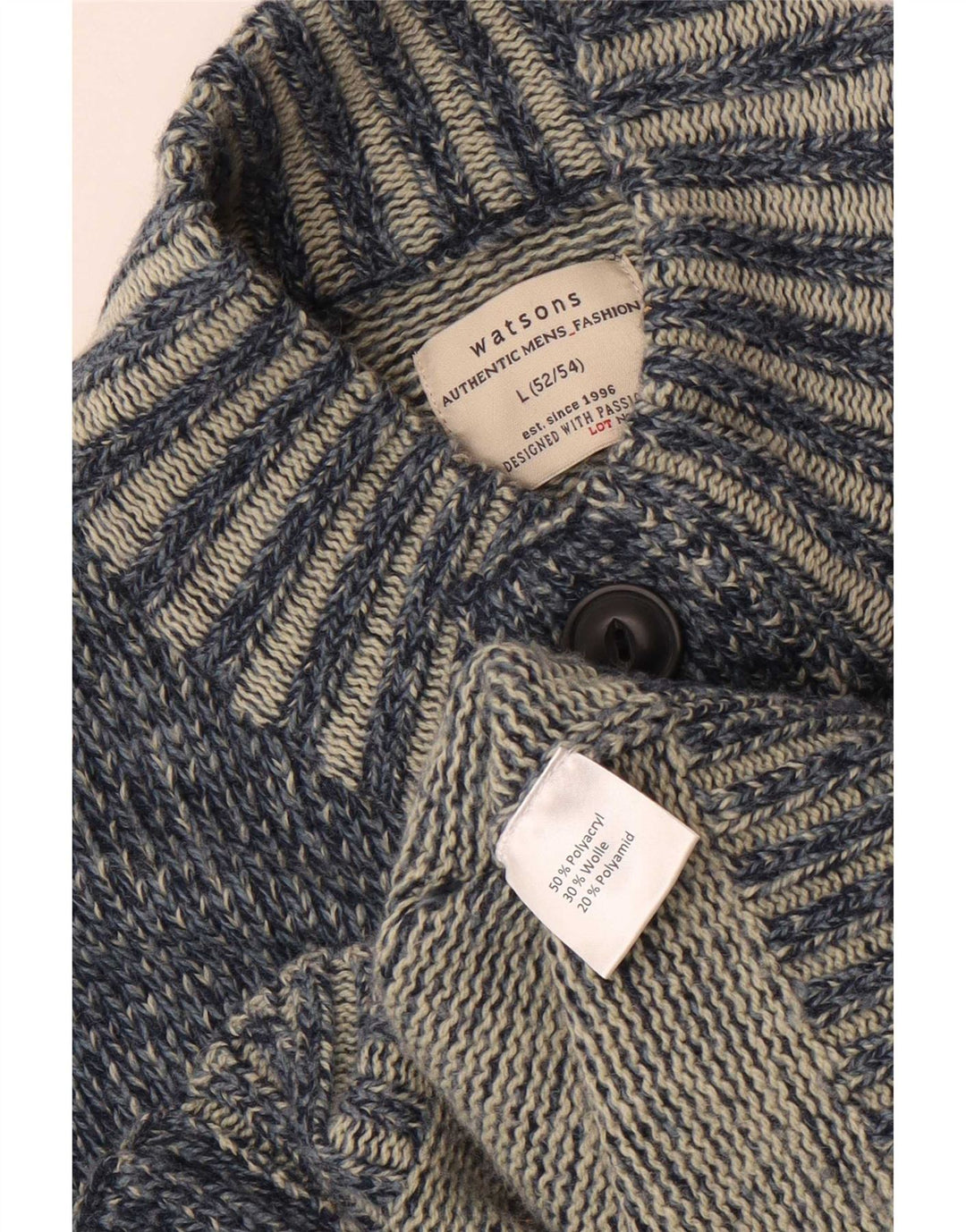 Męski sweter kardigan Watsons EU 52/54 Duży niebieski nakrapiany poliakryl