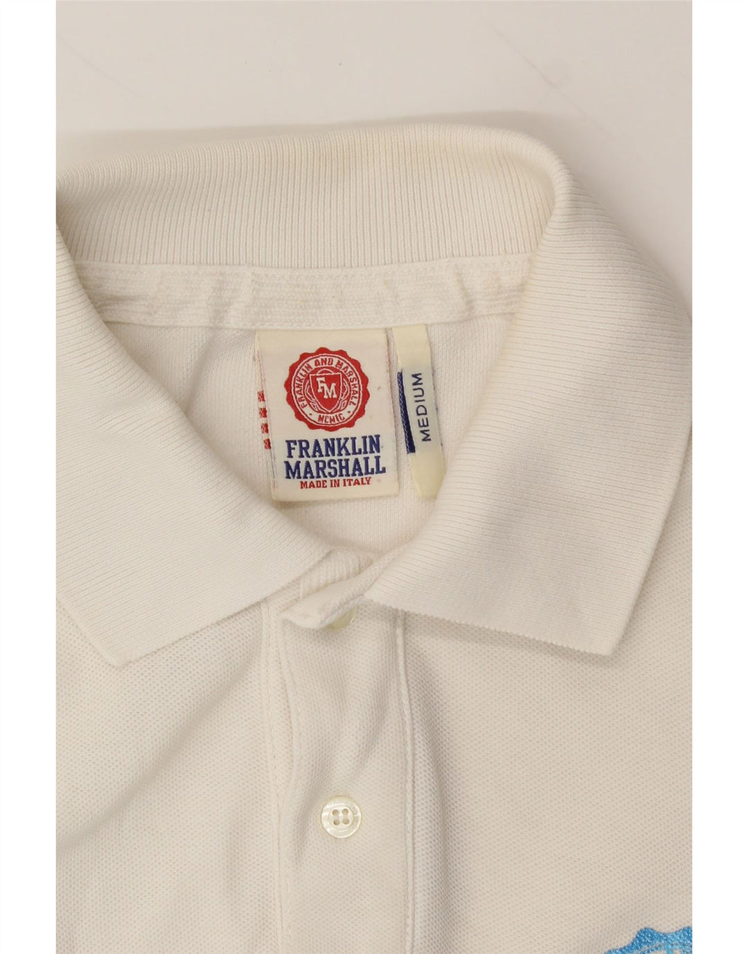FRANKLIN MARSHALL Mens Polo Shirt Medium Off White Cotton Vintage Franklin Marshall and Second-Hand Franklin Marshall from Messina Hembry 