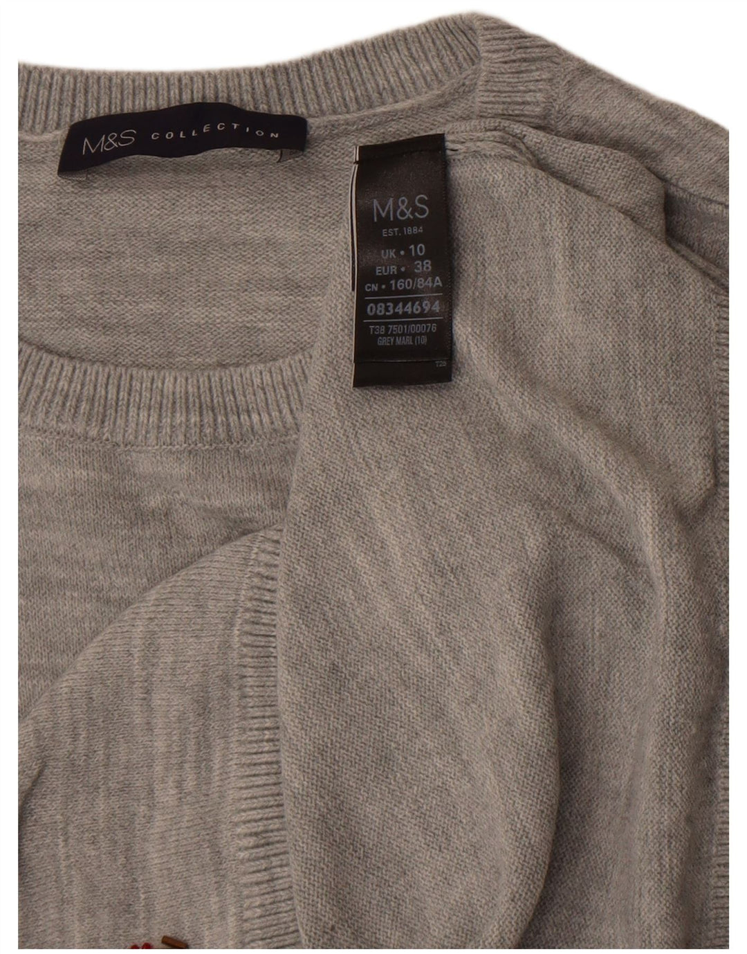 Marks & Spencer Damski sweter z okrągłym dekoltem, UK 10, mały, szary